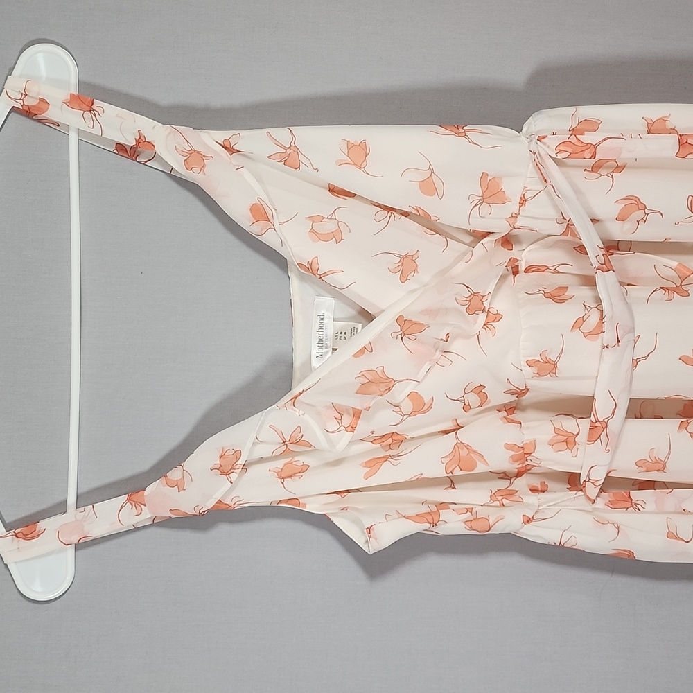 Motherhood Floral Print Maternity Dress with Orange Accents Size L - Picture 2 of 4